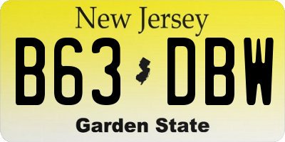 NJ license plate B63DBW