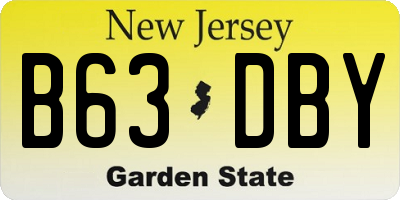 NJ license plate B63DBY