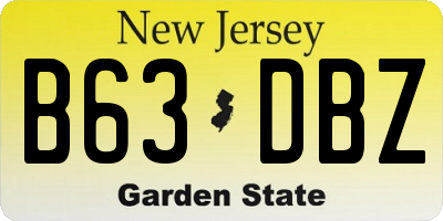 NJ license plate B63DBZ