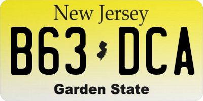NJ license plate B63DCA