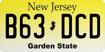 NJ license plate B63DCD