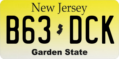 NJ license plate B63DCK