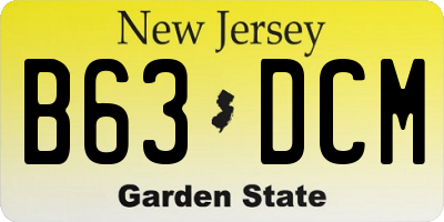 NJ license plate B63DCM