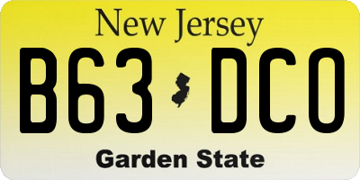 NJ license plate B63DCO