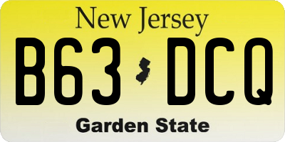 NJ license plate B63DCQ