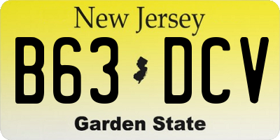 NJ license plate B63DCV