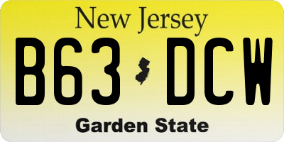 NJ license plate B63DCW