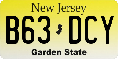 NJ license plate B63DCY