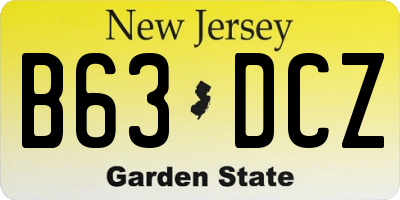 NJ license plate B63DCZ