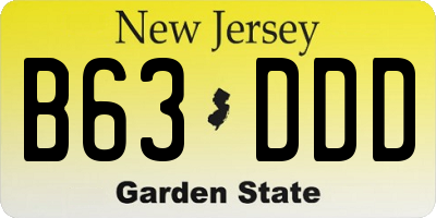 NJ license plate B63DDD