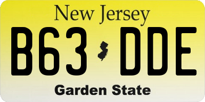 NJ license plate B63DDE