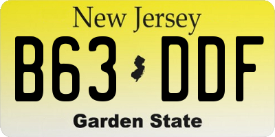 NJ license plate B63DDF