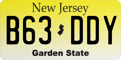 NJ license plate B63DDY