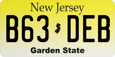NJ license plate B63DEB