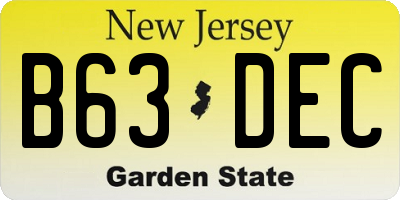 NJ license plate B63DEC