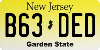 NJ license plate B63DED