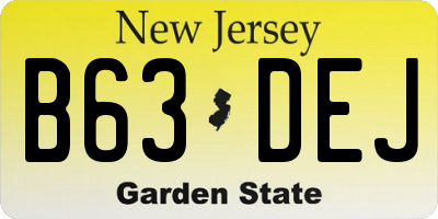 NJ license plate B63DEJ