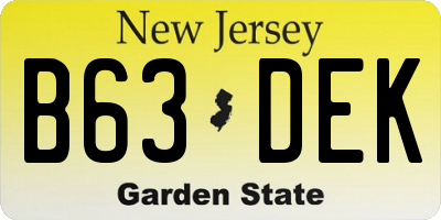 NJ license plate B63DEK