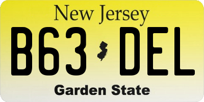 NJ license plate B63DEL