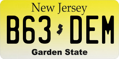 NJ license plate B63DEM