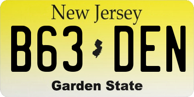 NJ license plate B63DEN