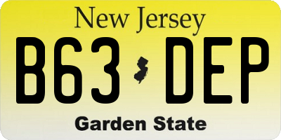 NJ license plate B63DEP