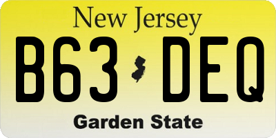NJ license plate B63DEQ