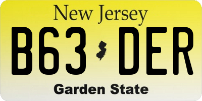NJ license plate B63DER