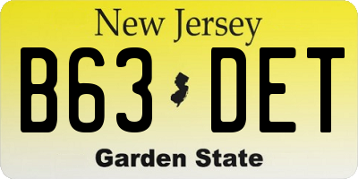 NJ license plate B63DET