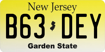 NJ license plate B63DEY