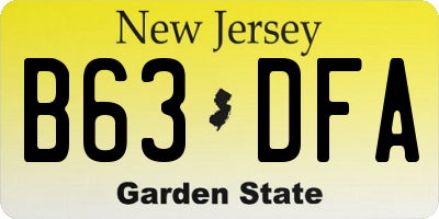 NJ license plate B63DFA