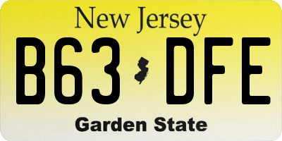 NJ license plate B63DFE