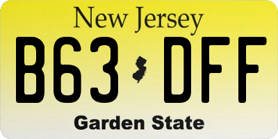 NJ license plate B63DFF