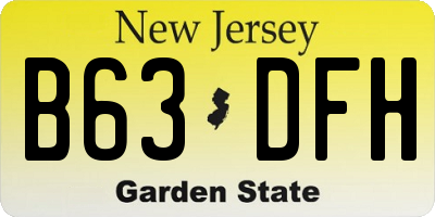 NJ license plate B63DFH