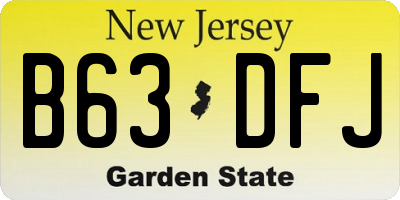 NJ license plate B63DFJ
