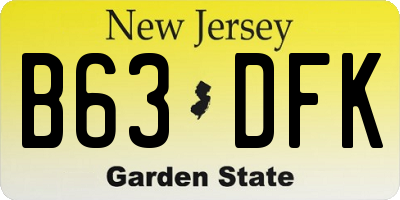 NJ license plate B63DFK