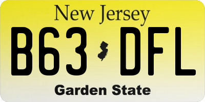 NJ license plate B63DFL