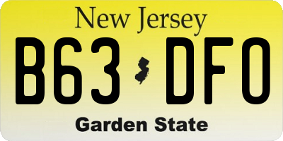 NJ license plate B63DFO