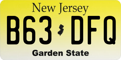 NJ license plate B63DFQ