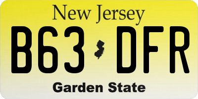 NJ license plate B63DFR