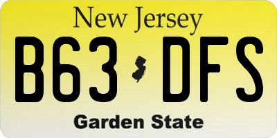 NJ license plate B63DFS