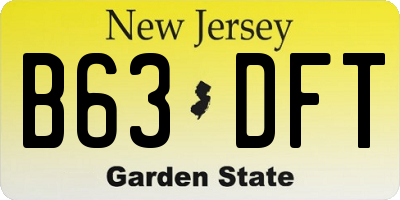 NJ license plate B63DFT