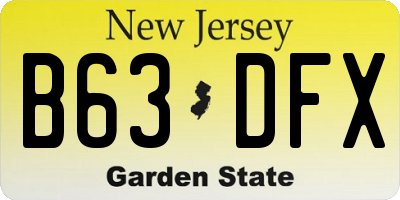 NJ license plate B63DFX