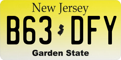NJ license plate B63DFY