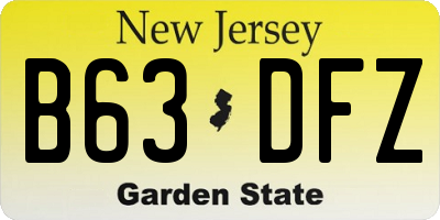 NJ license plate B63DFZ