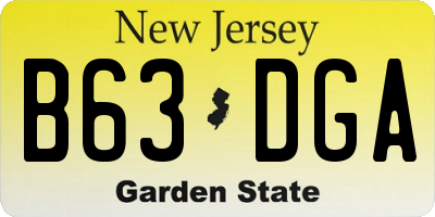 NJ license plate B63DGA