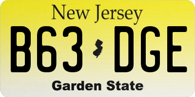 NJ license plate B63DGE