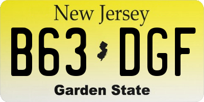 NJ license plate B63DGF