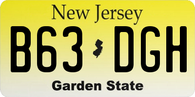 NJ license plate B63DGH