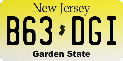 NJ license plate B63DGI